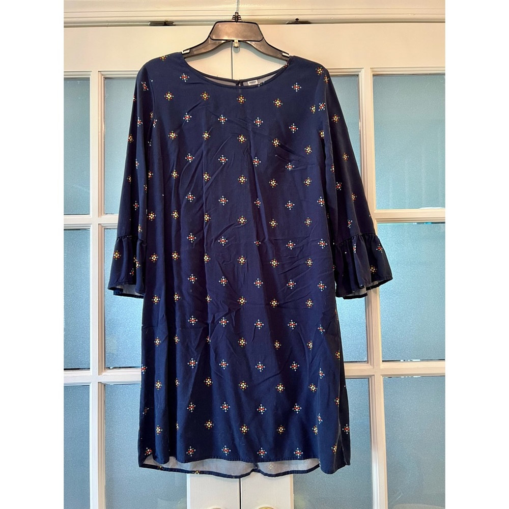 OLD NAVY NAVY BLUE SHIFT DRESS WITH RUFFLE BELL SLEEVES 💙🌻